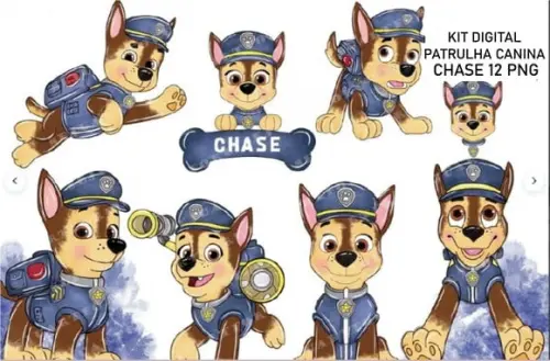 Kit Digital Patrulha Canina Cachorro Azul Chase