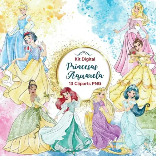 Kit Digital Princesas Aquarela