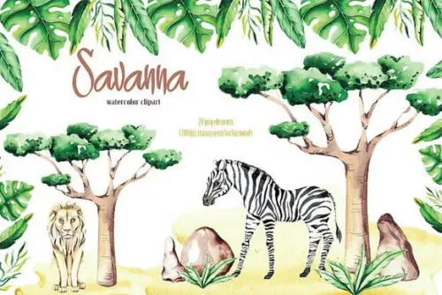 Kit digital savana aquarela