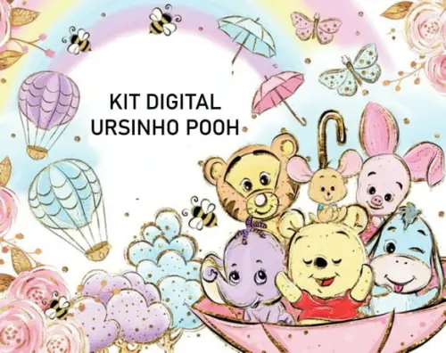 Kit Digital Ursinho Pooh Aquarela