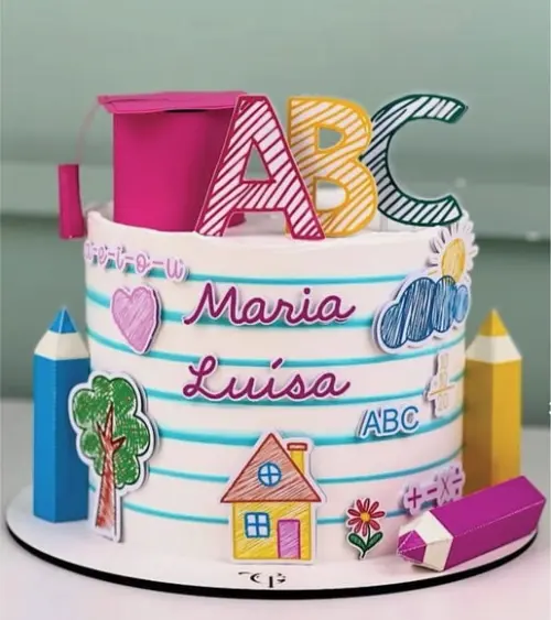 Topo de Bolo Abc Rosa