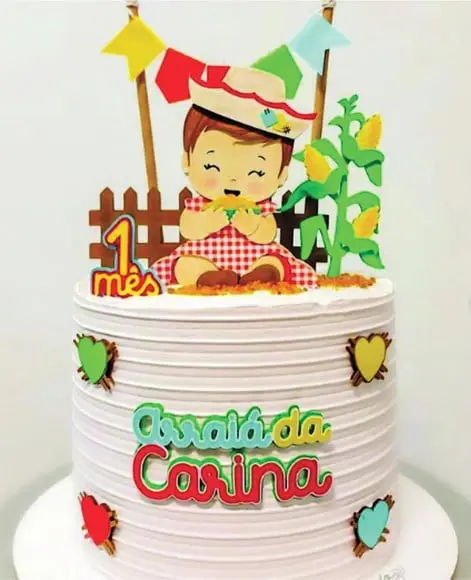 Topo de Bolo Arraiá Menina
