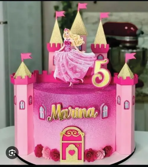 Topo de Bolo Barbie Castelo
