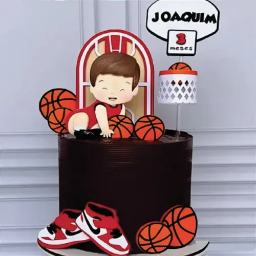 Topo de Bolo Basquete Menino Baby