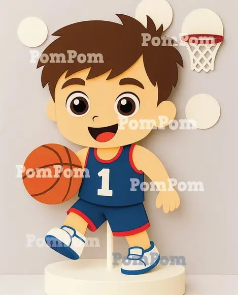 Topo de Bolo Basquete Menino