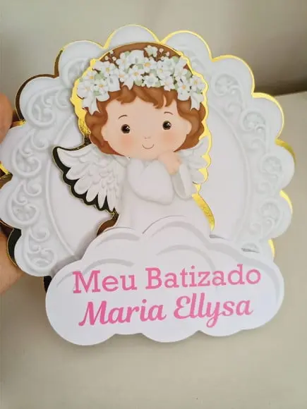 Topo de Bolo Batismo Anjinha Arquivo de Corte