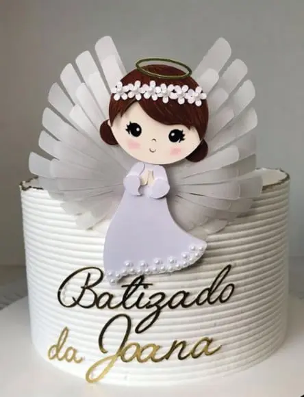 Topo de Bolo Batismo Menina Arquivo de Corte