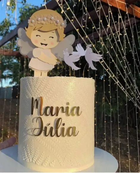 Topo de Bolo Batismo Menina