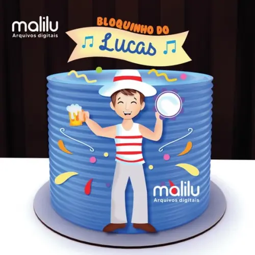 Topo de Bolo Bloquinho Carnaval