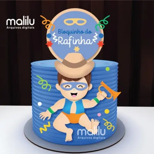 Topo de Bolo Bloquinho Carnaval
