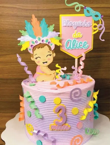 Topo de Bolo Bloquinho Menina Baby