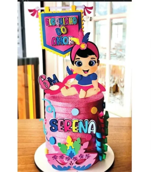 Topo de Bolo Bloquinho Menina