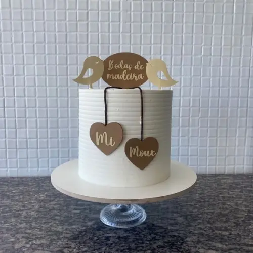 Topo de Bolo Bodas de Madeira