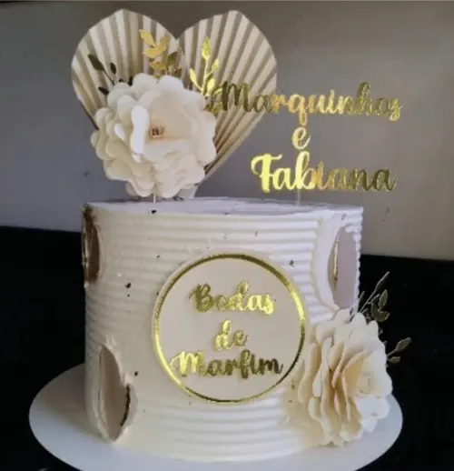 Topo de Bolo Bodas de Marfim