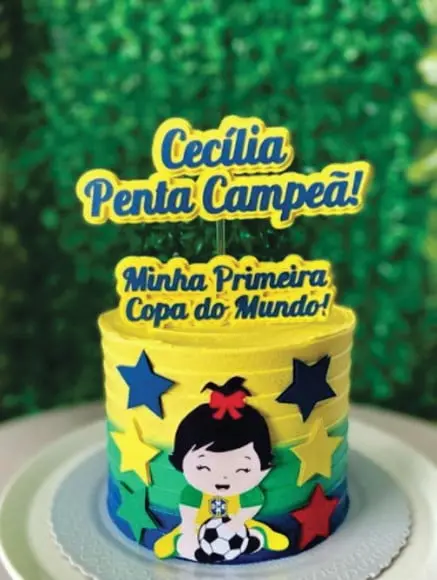 Topo de Bolo Brasil Copa Futebol Arquivo de Corte