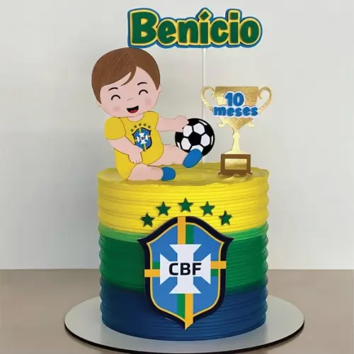 Topo de Bolo Brasil Menino Copa Futebol Arquivo de Corte