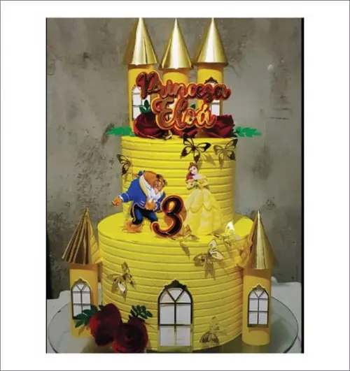 Topo de Bolo Castelo a Bela e a Fera