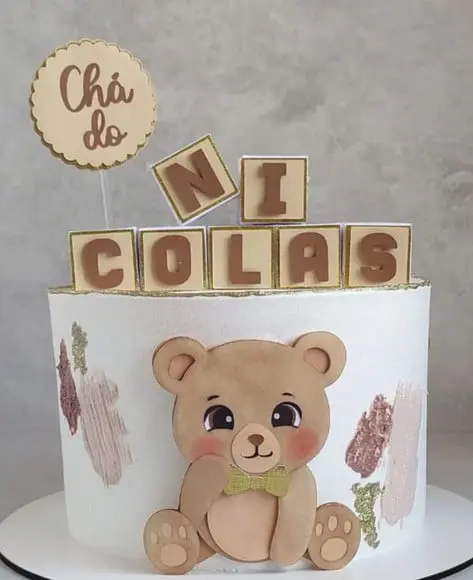 Topo de Bolo Chá de Bebe Ursinho