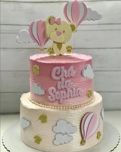 Topo de Bolo Chá de Bebe Ursinha