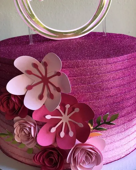 Topo De Bolo Círculo Com Flor Arquivo De Corte
