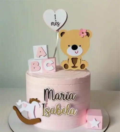 Topo de Bolo Conclusão de Mesversário Ursinha