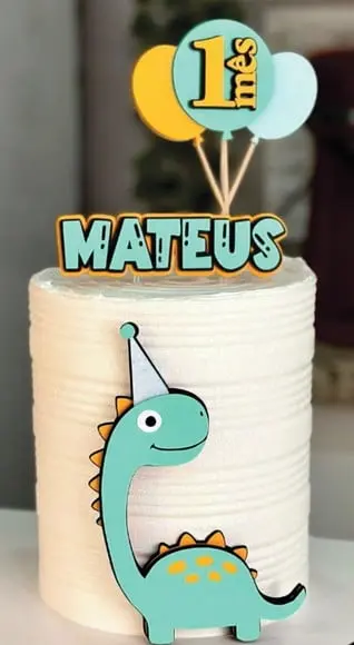 Topo de Bolo Dino Baby