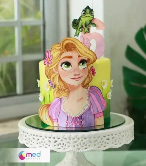 Topo de Bolo Enrolados Rapunzel-arquivo Digital