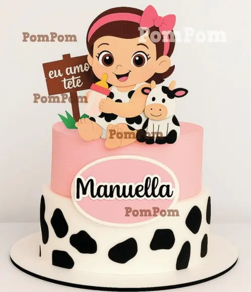 Topo de Bolo Eu Amo Tete Menina