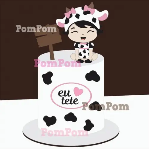 Topo de Bolo Eu Amo Tete Menina