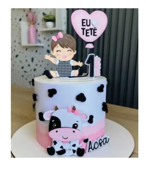Topo de Bolo Eu Amo Tete Menina