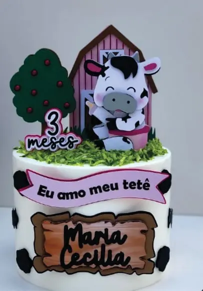 Topo de Bolo Eu Amo Tete Vaquinha