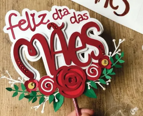 Topo de Bolo Feliz Dia das Mães