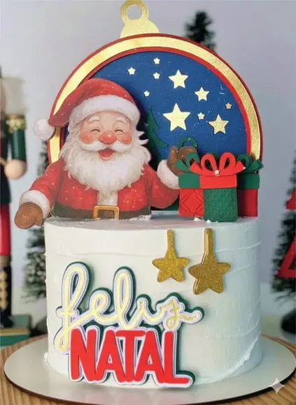Topo de Bolo Feliz Natal Papai Noel