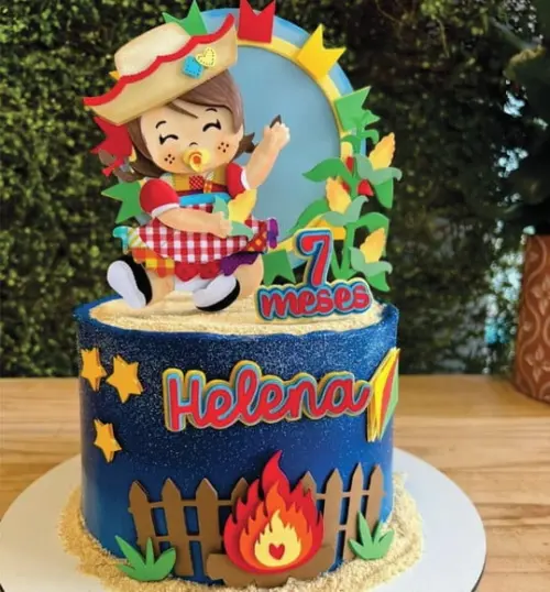 Topo de Bolo Festa Junina Menina Caipira