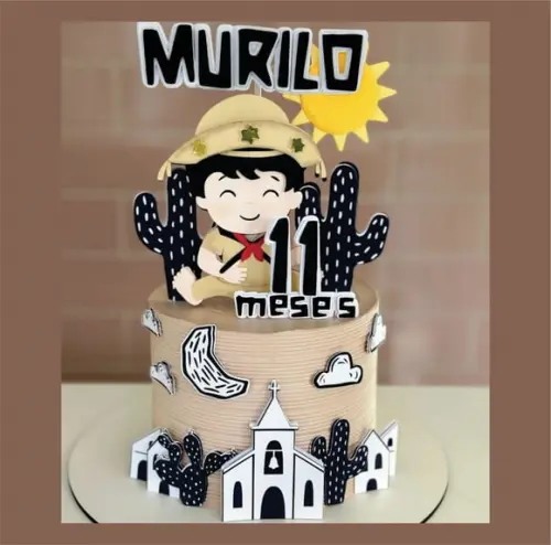 Topo de Bolo Festa Junina Menino Caipira