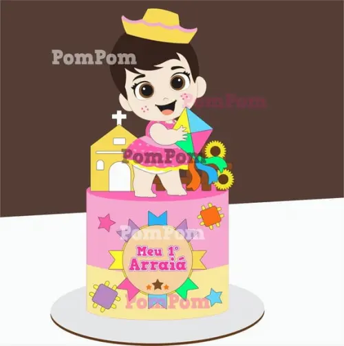 Topo de Bolo Festa Junina Meu Primeiro Arraiá