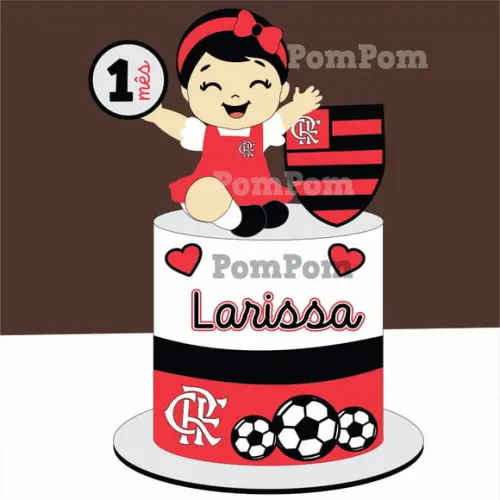 Topo de Bolo Flamengo Menina