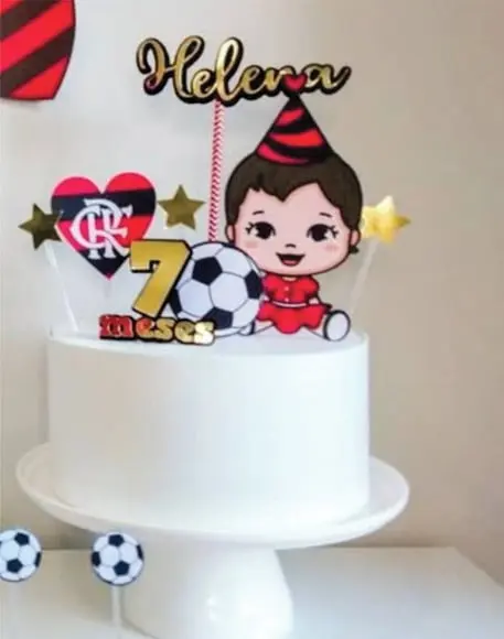 Topo de Bolo Flamengo Menina
