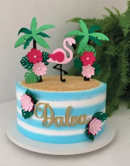 Topo de bolo flamingo arquivo digital