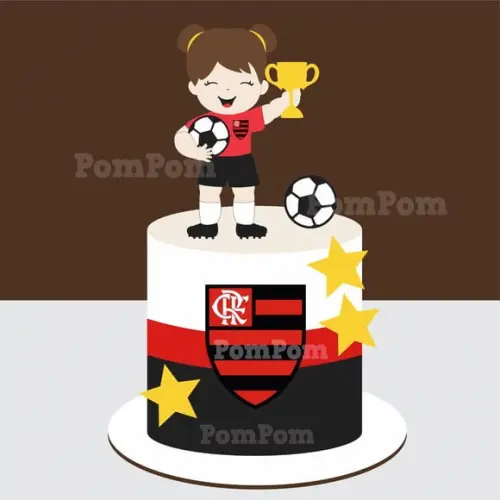 Topo de Bolo Flamengo Menina