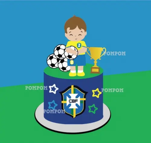 Topo de Bolo Futebol Brasil Mesversário