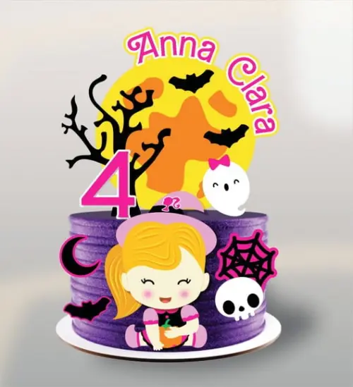Topo de Bolo Halloween Menina Arquivo de Corte