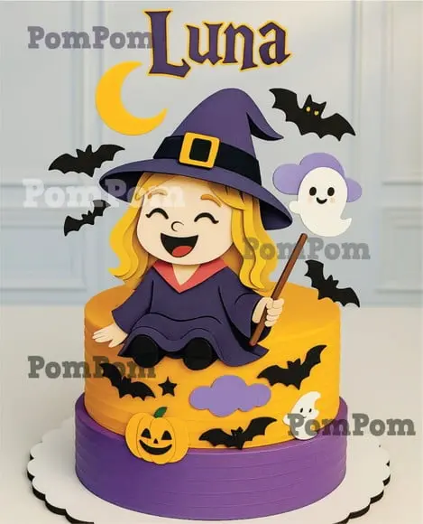 Topo de Bolo Halloween Bruxinha