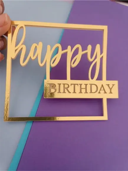 Topo de Bolo Happy Birthday Quadrado