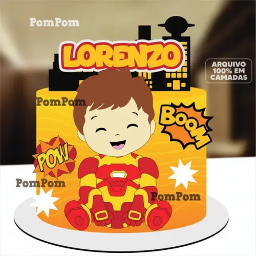 Topo de Bolo Homem de Ferro Baby
