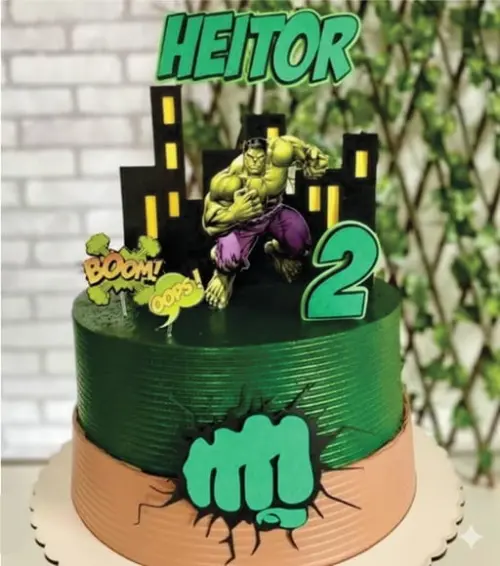 Topo de Bolo Hulk