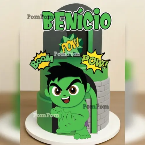 Topo de Bolo Hulk