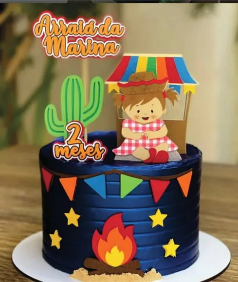 Topo de Bolo Junino Menina Arquivo de Corte