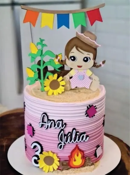 Topo de Bolo Junino Menina Sentada Arquivo de Corte