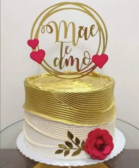 Topo de Bolo Mãe Eu Te Amo
